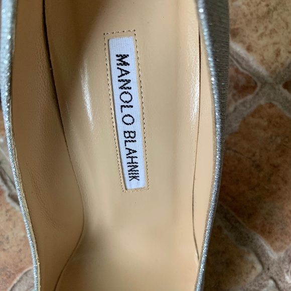 Manolo Blahnik BB Silver Sparkle Pointed Pumps - Picture 9 of 13